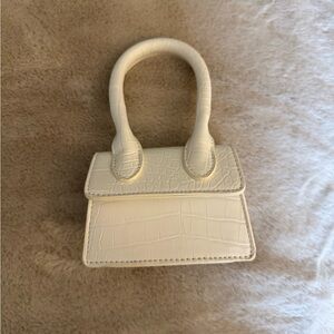 Elegant Cream/ White Croc-Embossed Handbag